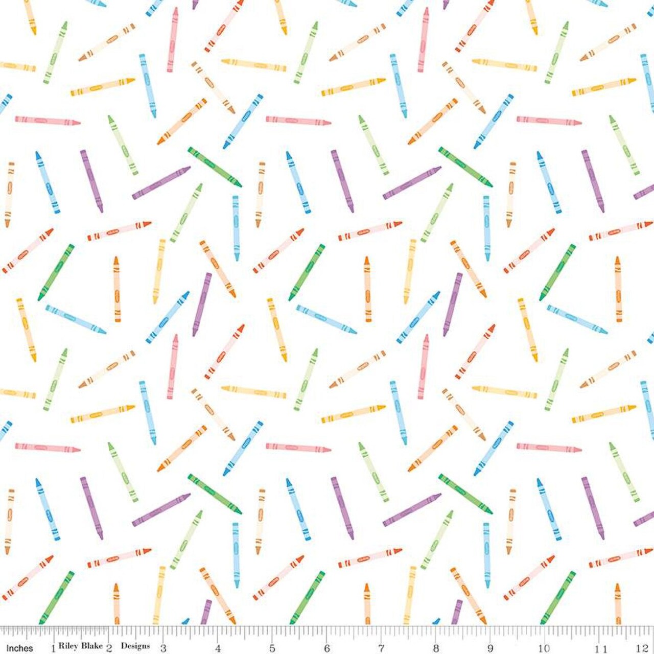 Fabric Riley Blake White Crayons Get Your Cray-on with Crayola by the Quarter Yard C15412-WHITE